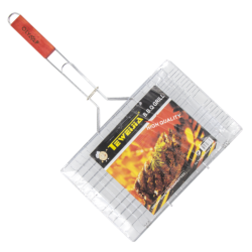 Решетка-Гриль из нержавеющей стали с деревянной ручкой, 0,8 кг, 24 x 33 x 5 см